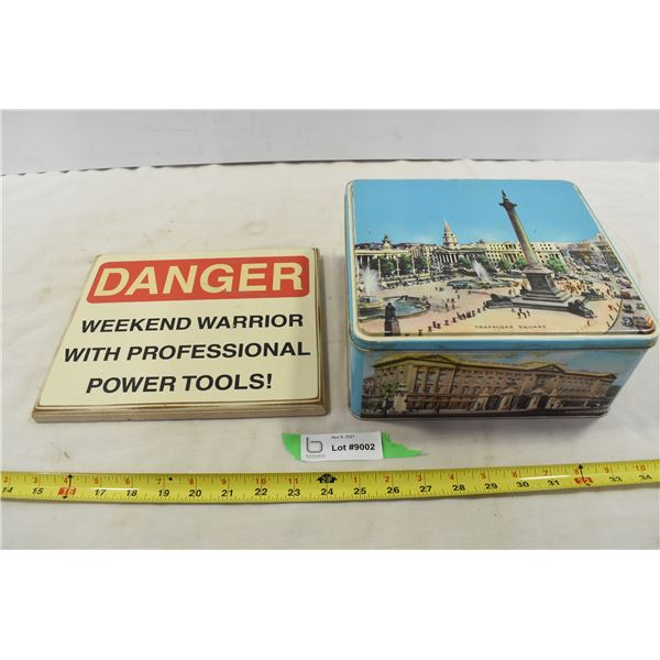 Vintage Candy Tin, Garage Sign