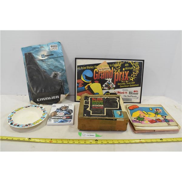 Super 8 Reflex Camera, Flintstones Badges, Vintage Go Kart Poster, misc