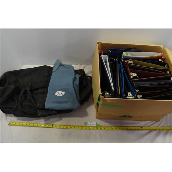 Box of Binders, Polo Shirt & Duffle Bag