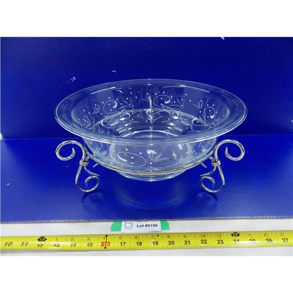 Glass Serving Bowl w/ Metal Legs
