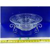 Image 1 : Glass Serving Bowl w/ Metal Legs