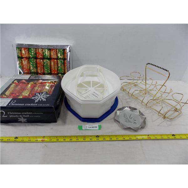 Festival Crackers, Fabreware Container & Glass Rack