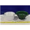 Image 1 : Ceramic Pot and Green Enamel Strainer