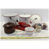 Image 1 : Enamel Pots, Snapbacks, Ceramic Pot & Misc.