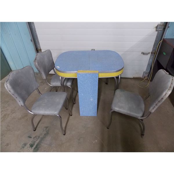 Vintage Kitchen Table with 3 padded grey chairs