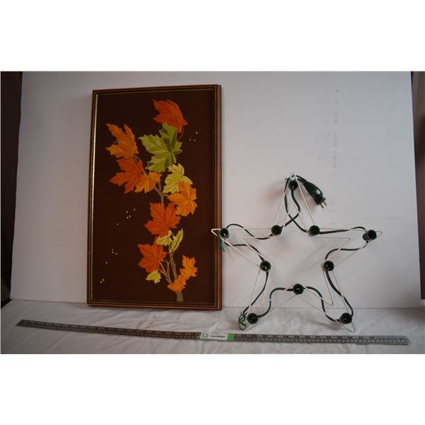 Framed Embroidery (25" x 15") and Light Up Star (Untested)