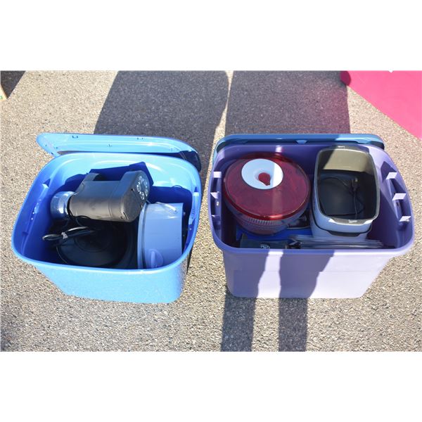 2 totes of kitchen related - salad spinner, slow cookrs, misc