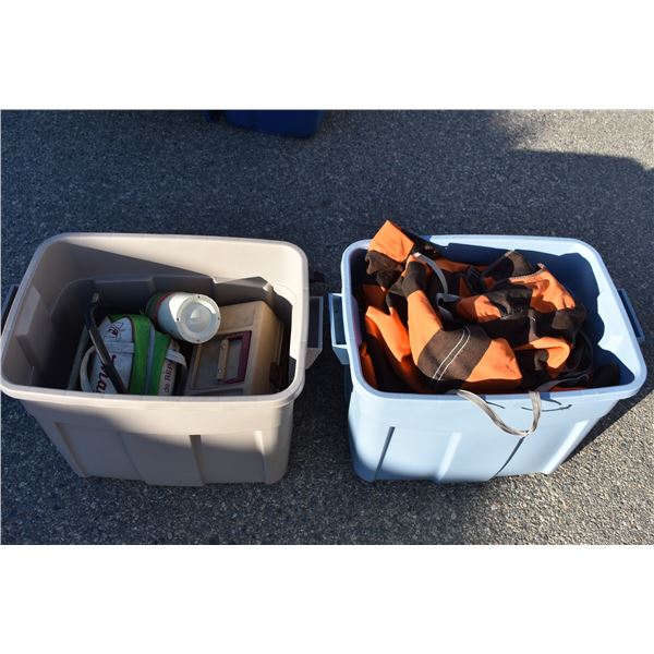 Tackle bix with lures, camping supplies, large canvas piece - in tote