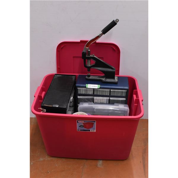 Tote w/ Button Puncher, Buttons, Sewing Supplies