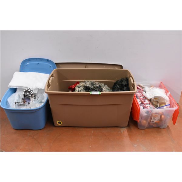 Totes of Christmas Decorations