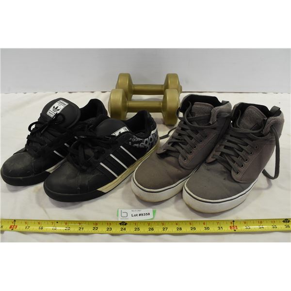 2 Pairs of Mens Shoes, Pair of 2.5 LB Weights