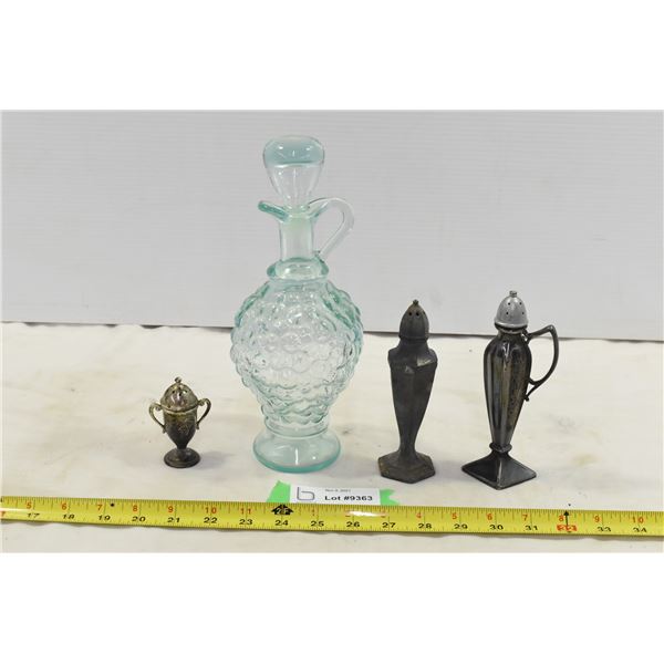 Glass Decanter & Metal S&P Shakers