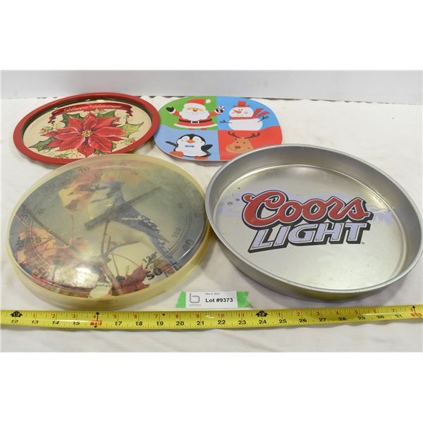 Blue Jay Thermometer, Coors Light Tray, Christmas Trays