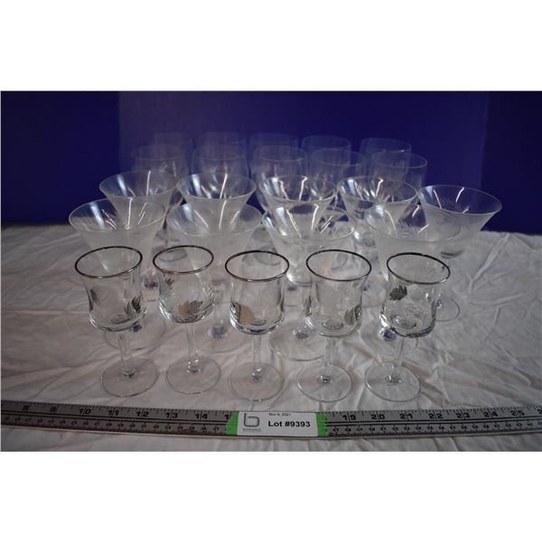 Etched Glass Stemmed Cups
