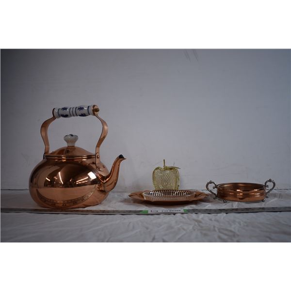 Copper Trays with Copper Kettle