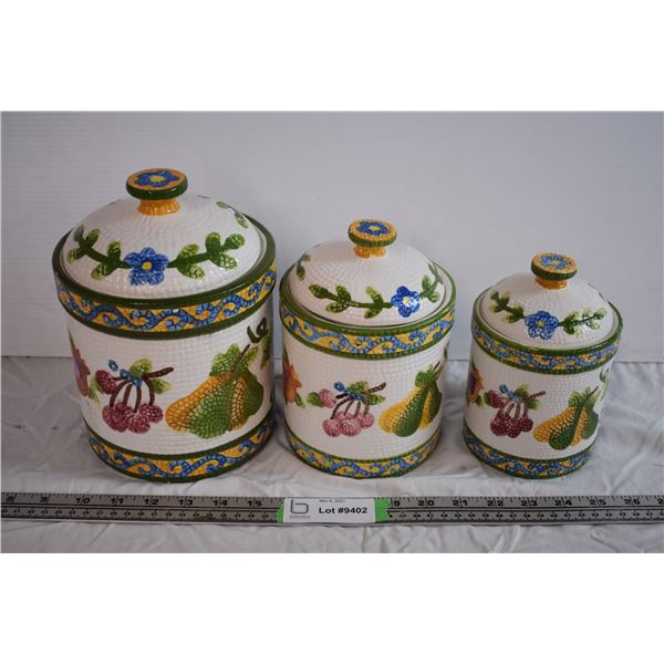 Painted Fruit Ceramic Cannister Set