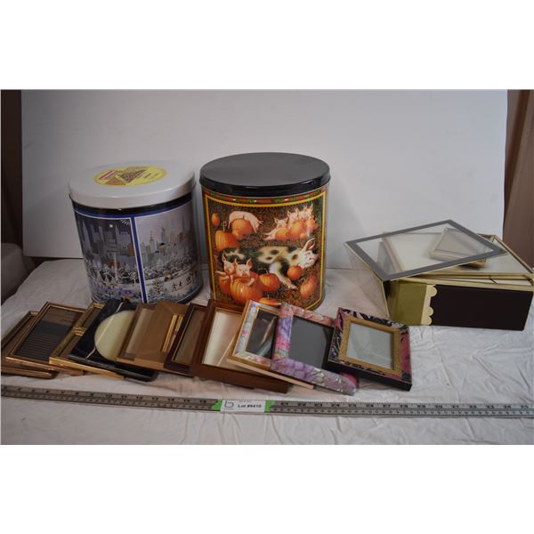 (2) Large Tins with Picture Frames