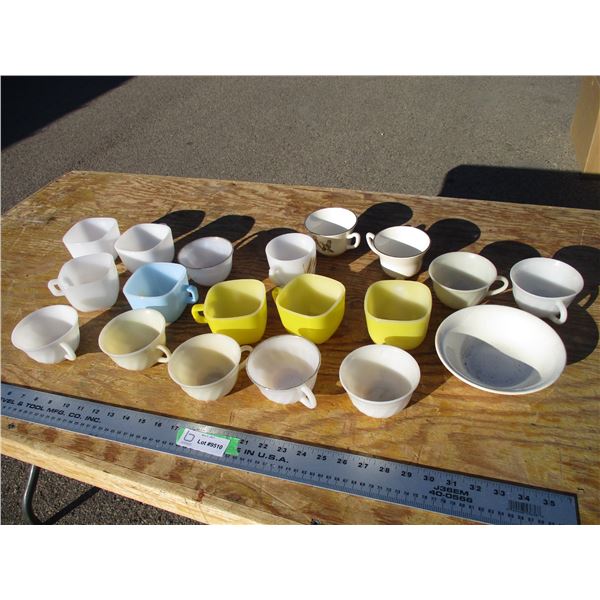 fire king, glassbake cups, misc