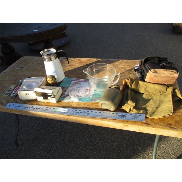 bottle cap openers, large measuring cups, misc