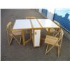 Image 1 : unique folding wooden table with 4 tuck-away wood chairs