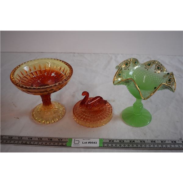 (2) Glass Stemmed Dishes