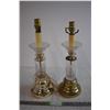 Image 1 : (2) Crystal Lamps - 19" Tall (One Working, One Missing Knob - Cannot Test)