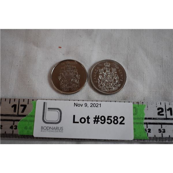 (2) 50 Cent Coins - 1992, 2002