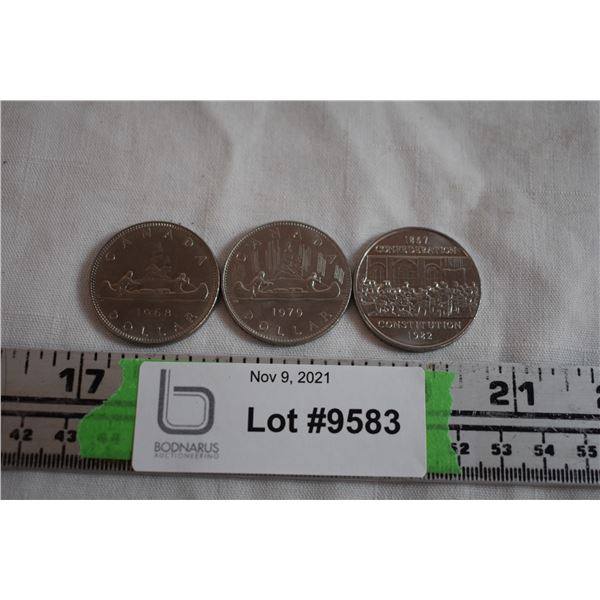 1968, 1969 Dollars, 1982 Confederation Dollar