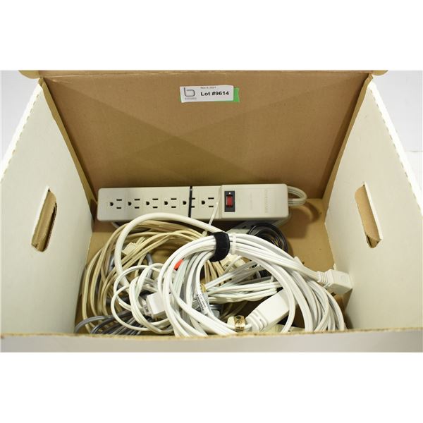 Box of Extension Cords & Surge Protectors