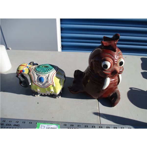 ceramic cookie jar plus elephant bank
