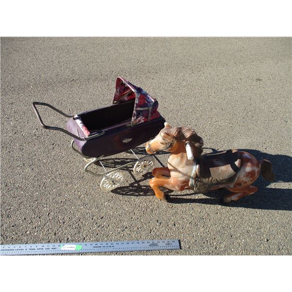 doll carriage + horse