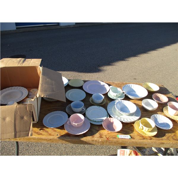 misc cups, saucers, plates, creamer