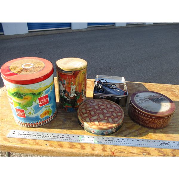 collector tins, hair curler? misc