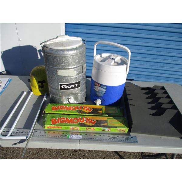 ice bucket, garbage bag holder, coleman dispenser, misc