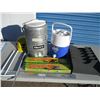 Image 1 : ice bucket, garbage bag holder, coleman dispenser, misc