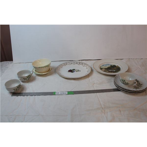 Tea cup and saucer set of three, decorative plates