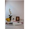 Image 1 : Misc. Items; plastic orchid, photo frames, strainer