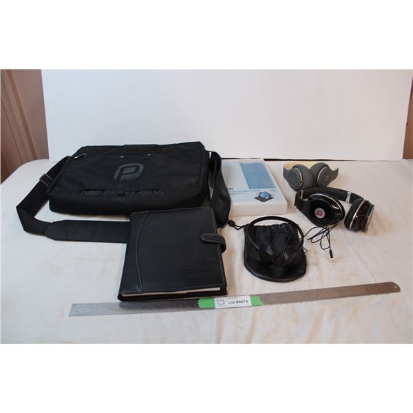 Carry on luggage, headphones, ipad air keyboard