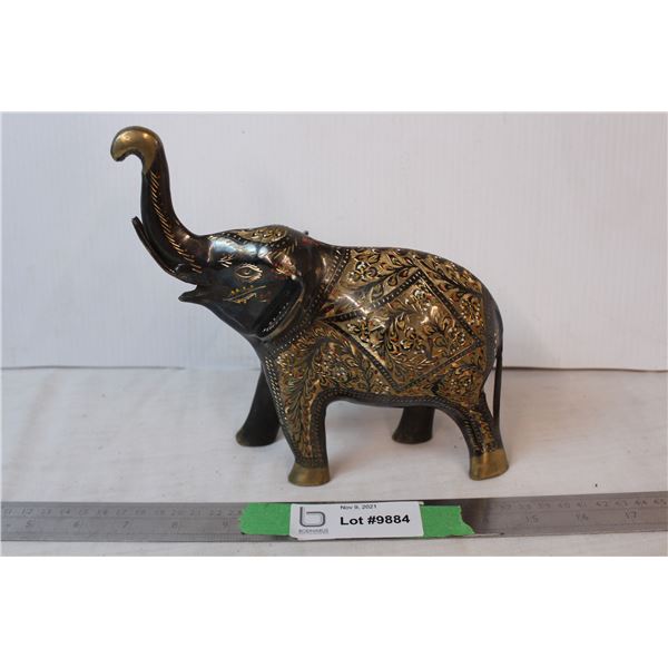 Etched metal elephant 9” long