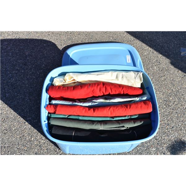 blue tote filled with large fabric