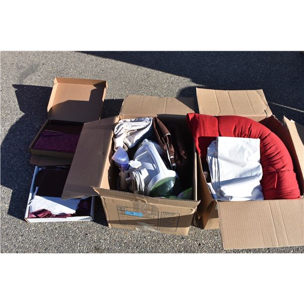2 boxes - steam cleaner, large rolls of fabric