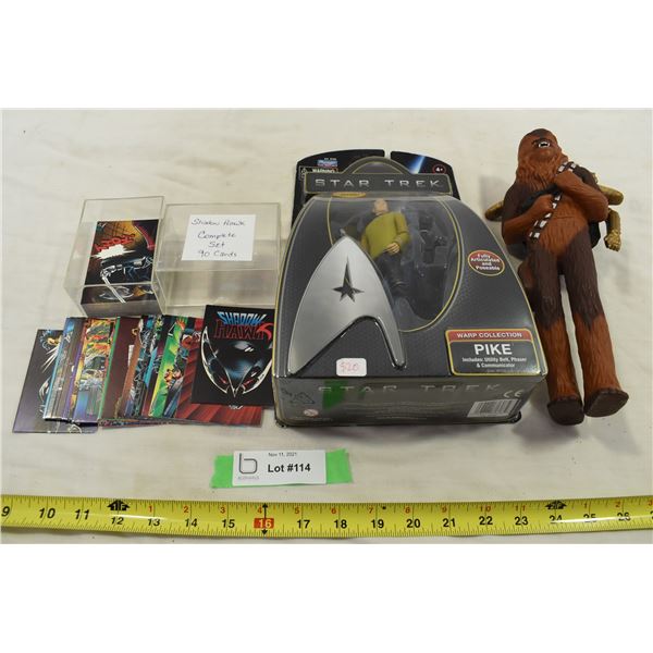 Star Trek Pike Figurine, Chewbacca Carrying C-3PO & Shadow Hack Complete Card Set