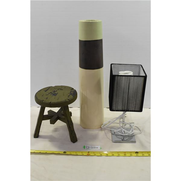 Large Vase, Small Lamp & Stool
