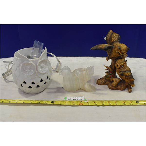 Wax Melter Owl, Stone Bird Napkin Holder, Ornament Owls