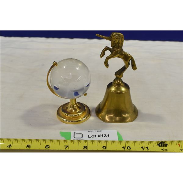 Brass Horse Bell & Mini Glass Globe