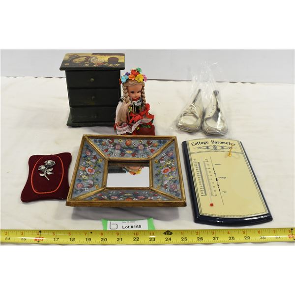 Tiny Dresser, Doll, Baby Shoes & Cottage Barometer
