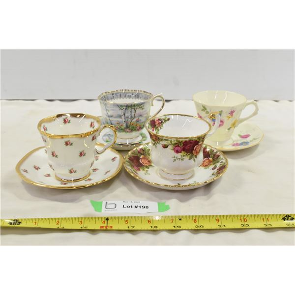 4 Fine China Cups & Saucers