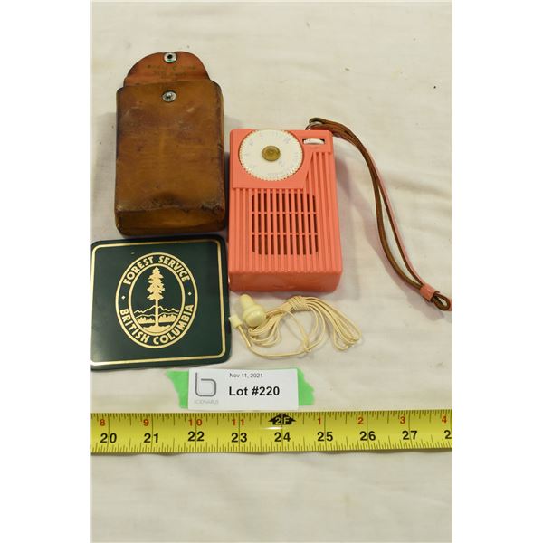 6 Transistor Radio w/ Coaster & Broken Headphones