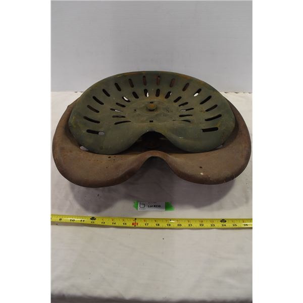 2 Vintage Metal Tractor Seats