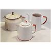 Image 3 : White & Red Enamel Pot Set